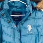 U.S. Polo Assn. Teal Puffer Jacket with Faux Fur Trim Photo 1
