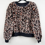 Wild Fable Women's Large Leopard Print Fuzzy Crewneck Pullover Sweatshirt Soft Photo 0