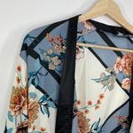 Lulus Dusty Blue Floral Print Satin Midi Robe Dress Women's Size X-Small XS Photo 4