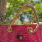 Pink Woven Tote Bag Photo 2