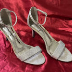 Pierre Dumas  Women’s Silver Rhinestone Stiletto Heels with Ankle Straps size 7M Photo 0