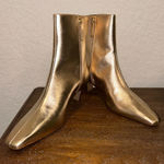 Schutz  Dellia Casual Kitten Heel Metallic Gold Square Toe Shoe Boots Size 10B  Photo 0