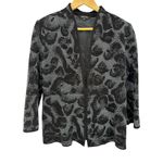 Misook Animal-Print Ottoman Jacket Women's Small Arctic Black Open Front Photo 3