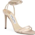 Jimmy Choo Tizzy 100mm Ankle Wrap Sandals 39.5 champagne opentoe stiletto Photo 0