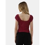 Boho Peasant Off Shoulder Cap Sleeve Stretchy Wine Magenta Ruched Cropped Top M Red Size M Photo 2
