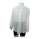 ZARA WHITE Semi-sheer long sleeve, unique collar Front button Elegant women’s S Photo 4