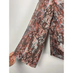 Sigal A. Multicolor Snake Print Sheer Crossover Long‎ Sleeve 100% Silk Blouse XS Gray Photo 1