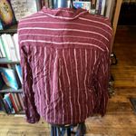 American Eagle rust & white striped L cropped tie front shirt Photo 1