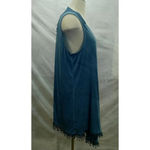 Women's Long Fringe Blue Angle Vest By La Vanya Size 2X Photo 3