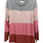 Maurice's Pink/Gray Sweater Long Sleeve Round Neck Size S Soft Lightweight Photo 0