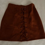 Shinestar  Rich Brown Lace-Up Mini Skirt Photo 0