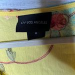 LIV Los Angeles Yellow Floral Embroidered Tie Front Shirt Med Photo 1