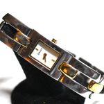 DKNY  Donna Karen Vintage 2 Tone Stainless Link Box Latch Band New Battery Watch Photo 0