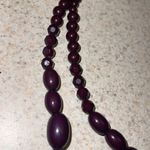 Vintage Graduated Long Plum Beaded Necklace Purple Photo 7