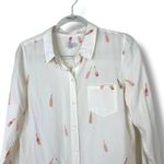 Rails Kate Rosé Print Silk Button Down Long Sleeve High-Low Hem Shirt Medium Photo 2
