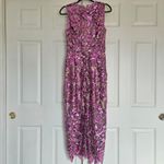 Milly Kinsley Floral Garden Sequin Back Slit Sheath Midi Dress Purple Sz 6 Photo 11