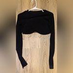 Black Long Sleeve Top with Gold Beaded Fringe Photo 2