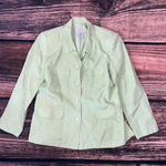 Talbots Women's Size 8 Vintage Irish Linen Blazer Green Petite Photo 0