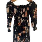 Xhilaration Xhileration Women’s Floral Top Long Ruffle Sleeve Shirt Blouse Navy Size XS Photo 6