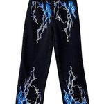 SheIn Lightning Graphic Print Straight Jeans EZwear High Waist Size M Loose Photo 1