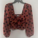 DO+BE  Cropped Long Sleeve Puffy Top Burnt Orange with Black Dots Size Large Photo 0