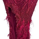 PORTIA AND SCARLETT Red Glitter Feather Gown Dress with Train PS21228 Size Size 0 Photo 11