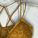 Gilly Hicks Women's Sheer Lace Floral Strappy Back Bralette Gold Size Large Photo 2