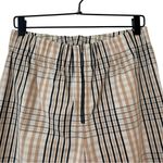 Ganni  US 6 Tan Plaid High-Waist Cotton Trousers Elastic Waistband Exposed Zipper Photo 2