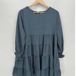 Foteisy Womens Blue Long Sleeve Tiered Boho Dress Size S Peasant Babydoll NWT Photo 0