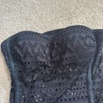 NEW BEAM Black Strapless Swimsuit Women's Size XL Black Crochet Lace Photo 2