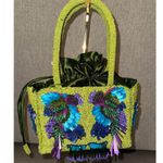 Green Beaded NWT Viral Handcrafted in India Embellished Drawstring Mini Handbag Photo 1