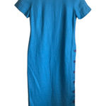 Talbots VTG Women Irish Linen Midi Dress 4 Blue Sheath Career Timeless Classic Photo 0