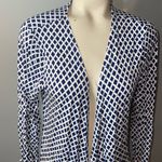 Liz Lange  blue white geometric open front long sleeve cardigan woman’s size XS Photo 1
