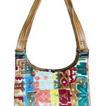 Vtg Women's Purse Colorful Textured Material‎ Middle Snap Closure Boho Photo 0