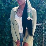 Due Per Due Olive green 100% silk button up long blazer jacket Size 10 Photo 8