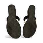 Clarks Black White Wedge Toe Post Thong Tassel Sandals Striped Footbed 8 Photo 4