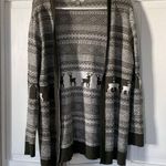 Bass reindeer long line cardigan! Christmas sweater. Size large Green Photo 0