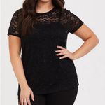 Torrid Black Sheer Floral Lace Crew Shirt Sleeve Tee Size 3X Photo 0