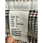 H&M Plaid Pencil Skirt Knee-length Button Up Taupe Sz 2 Buttons Side Slit Office Photo 6