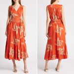 CIEBON Kaiden Floral Embroidered Wrap Dress Terracotta Sz M Orange Size M Photo 11