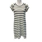 Max Studio Kassadi Striped Textured Knit Dress Size M White Black Short Sleeve Photo 1