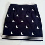Talbots Sailboat Print Navy Blue White Skirt Size 10 Petite Photo 0