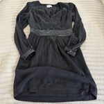 Milly Black Silk Lamb Leather Cuff & Belt Long Sleeve Mini Dress 6 Party LBD Photo 4