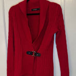 Ralph Lauren Lauren  Red Belted Cable Knit Cardigan size M EUC Photo 0