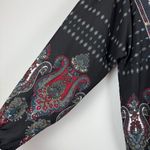 Art And Soul Top Women Small Black Red Paisley Split Neck Long Sleeve Tunic Boho Photo 2