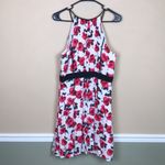 Loft  Women’s Floral Print Defined Waist Pleated Sleeve A-Line Dress Photo 3