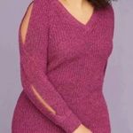 Lane Bryant Chunky Sweater Plus Size 26/28 Purple Cutout Slit Sleeve V-Neck Photo 0