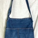 Denim Crossbody Bag Adjustable Strap Utility Pockets Minimalist Tote Blue Photo 0