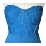 Lulus Passionate Aura Teal Blue Textured Strapless Bustier Midi Dress Sz M NEW Size M Photo 3