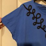 ZARA women’s blue cap sleeve embroidered top, size large Photo 2